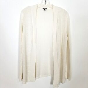 Talbots Women Linen Blend Knitted‎ Lightweight Cardigan Sz M Petite  White Light